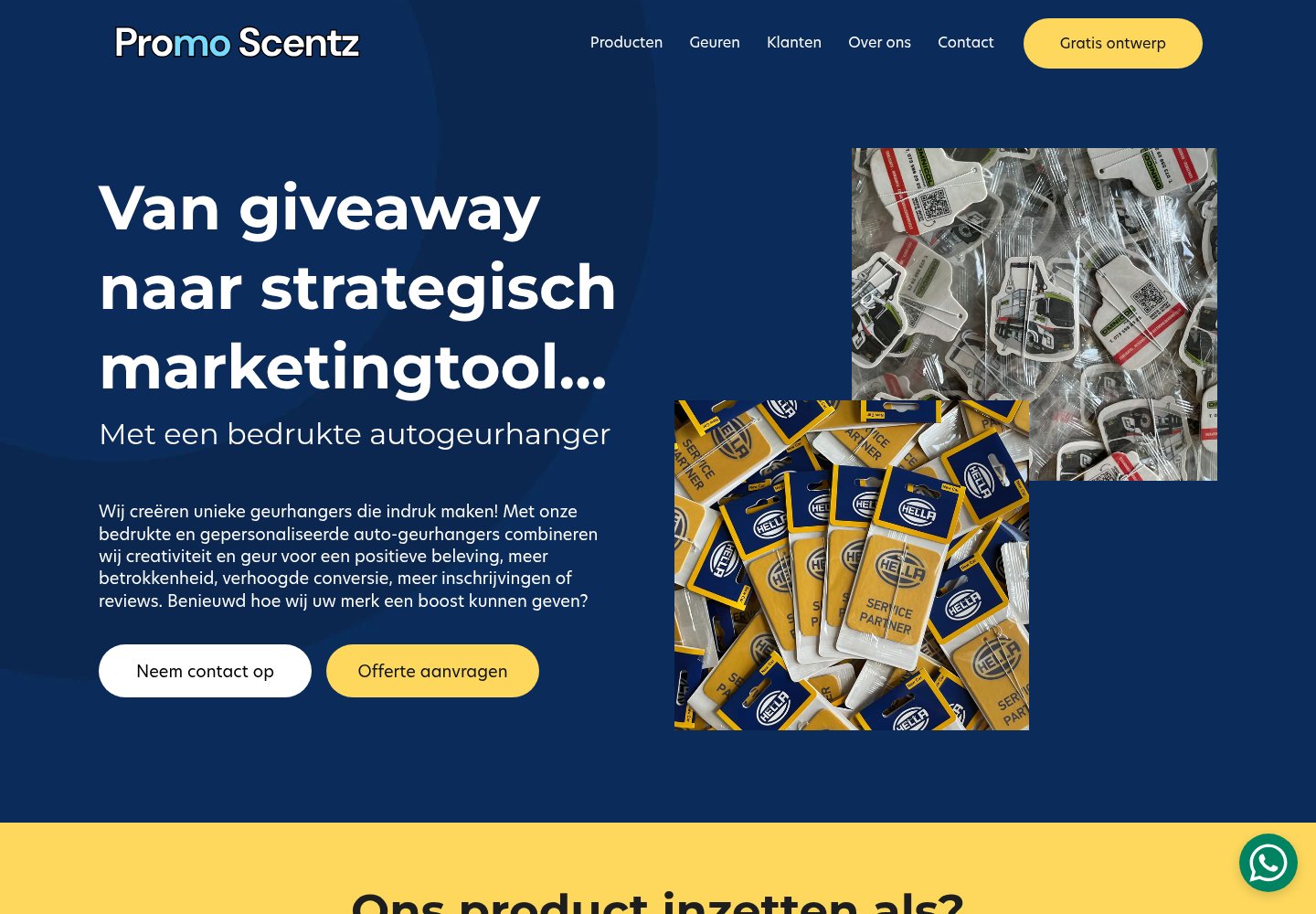 De website van Promo Scentz, ontworpen door Wijzweb Design