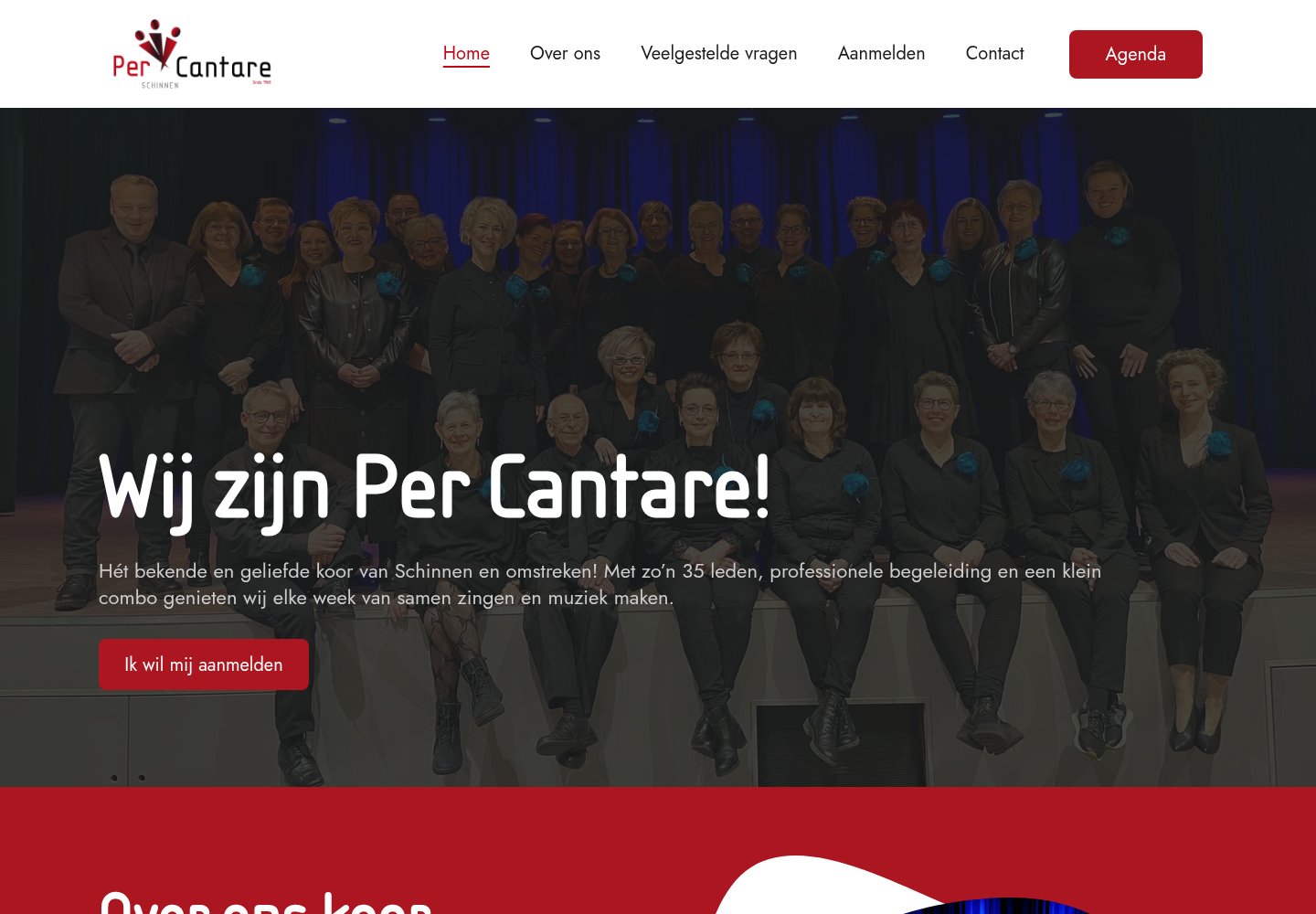 De website van Per Cantare, ontworpen door Wijzweb Design