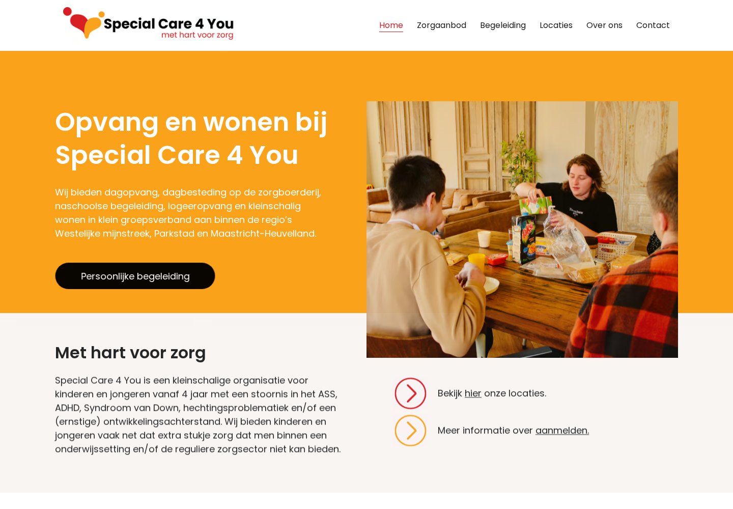 De website van Special Care 4 You, ontworpen door Wijzweb Design