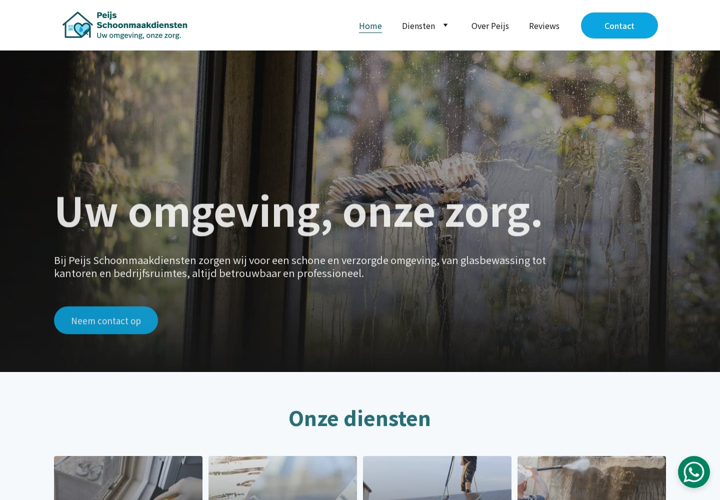 De website van Peijs Schoonmaakdiensten, ontworpen door Wijzweb Design